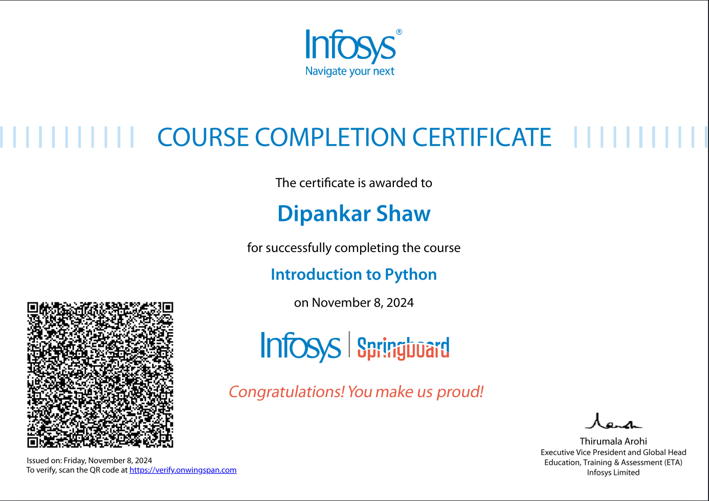 my python certificate